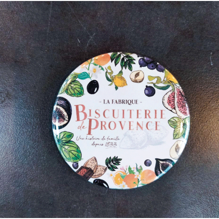 Customized bottle opener magnets in Biscuiterie de Provence colors