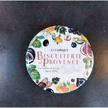 Magnets décapsuleur - personnalisé aux couleurs de la Biscuiterie de Provence.