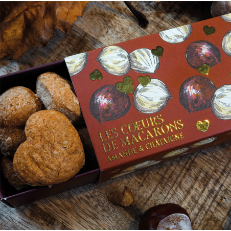 Cœurs de Macarons amande et châtaigne, des saveurs réconfortantes, sans gluten ni lait !