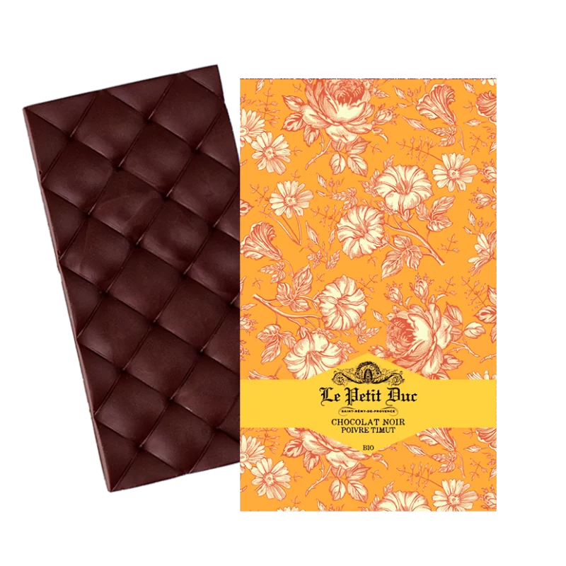 Tablette de chocolat noir poivre Timut