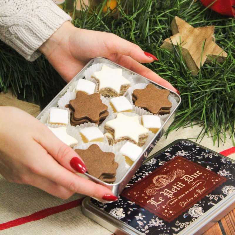 Boîte métal Etoiles de Noël - assortiment de biscuits