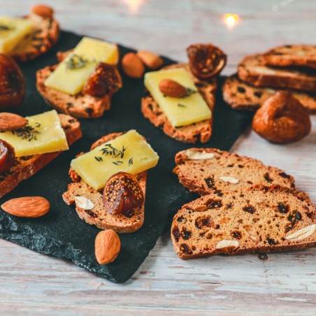 Toast with Almond and Fig Cheese - large pieces of fig and almond