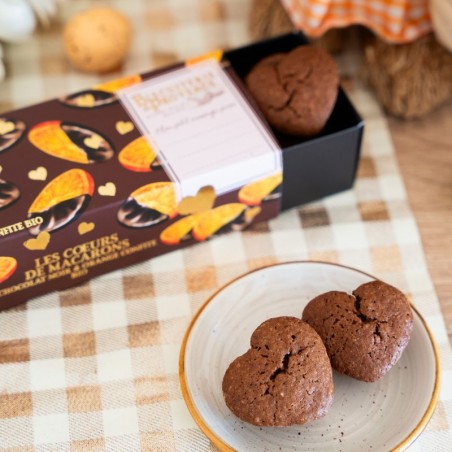 Organic Dark Chocolate & Candied Orange Macaroons Heart - perfect for a gift
