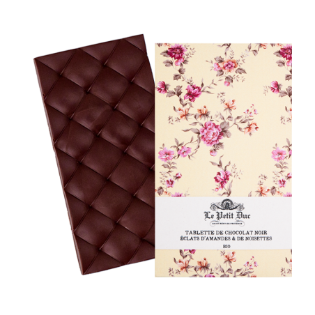 Almonds & hazelnuts dark chocolat bar -  delicate taste and crunchy texture
