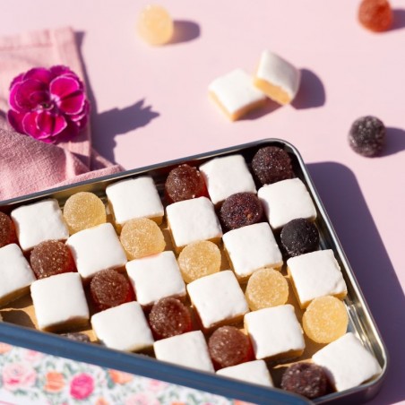 Calissons Damier - boîtes élégantes garnies de Calissons et de Pâtes de Fruits Calissons Damier - boîtes élégantes garnies de Calissons et de Pâtes de Fruits