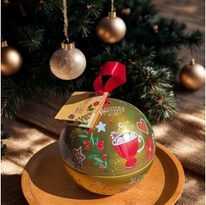 Boules de Noël en métal garnies de sablés à la cannelle BIO - décor doré