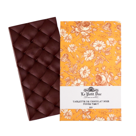 Tablette de chocolat noir poivre Timut - L'alliance surprenante de chocolat noir sublimé par les notes subtiles du poivre Timut