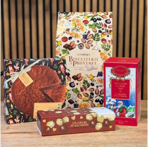 Gluten-Free Christmas Gift Box – Chocolate Cake, Holiday Tea & Chestnut Almond Macarons