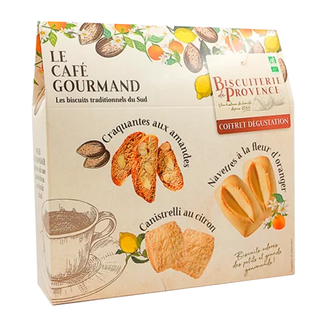 Assortiment de biscuits traditionnels bio Café gourmand biscuits provençaux bio Pack café gourmand provençal bio