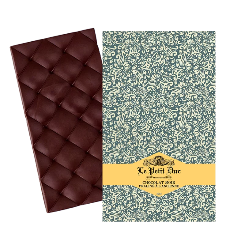Dark chocolate and praline tablet