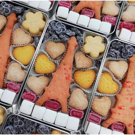 Boîte Métal Made In France - assortiment de biscuits, bonbons et calissons