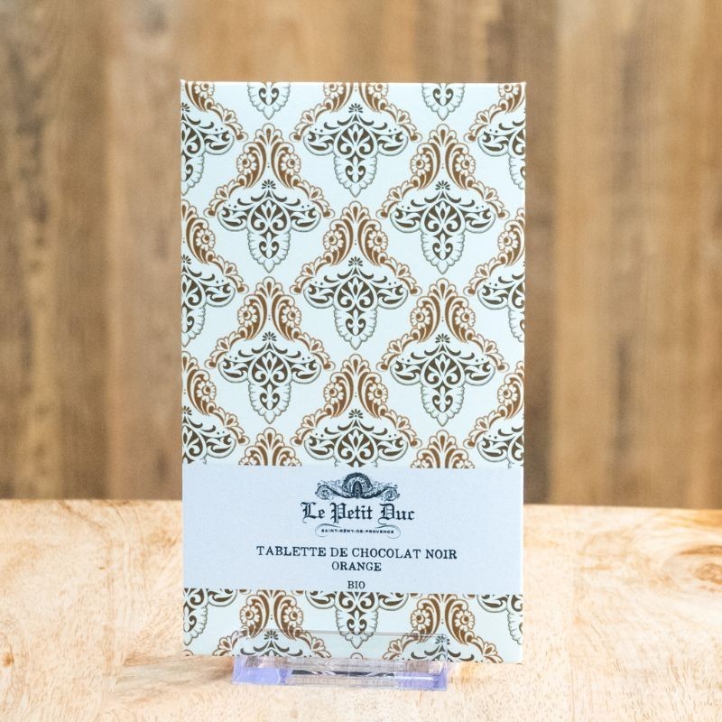 Tablette de Chocolat Noir et Orange - mélange parfait des zestes d'orange et du chocolat noir 70 %