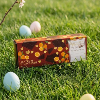 Coeurs de Macarons Chocolat Noir et Orange Confite BIO