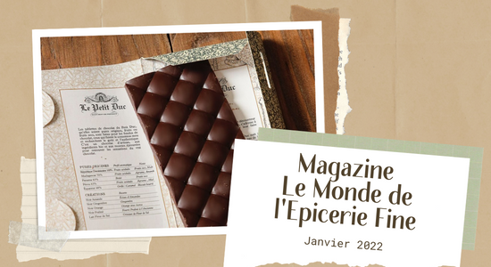 Publication Le monde de l'épicerie - Chocolate bars of Petit Duc 